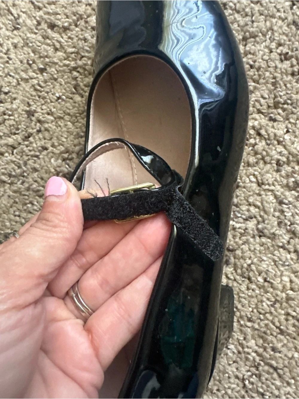 Girls shoeslocker  Black Patent Mary Jane Flats with Buckle ballerina size 3